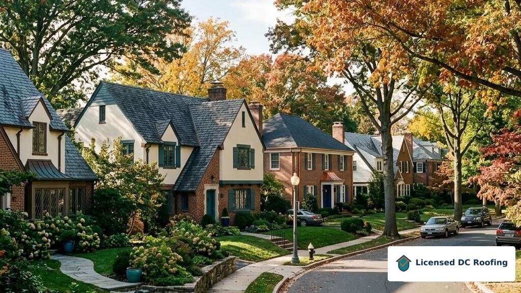 Chevy Chase DC detached homes and pitched roofs