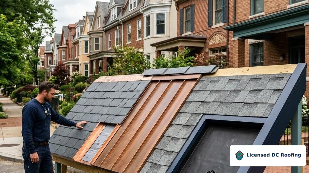 Collection of roofing materials used on Washington DC buildings
