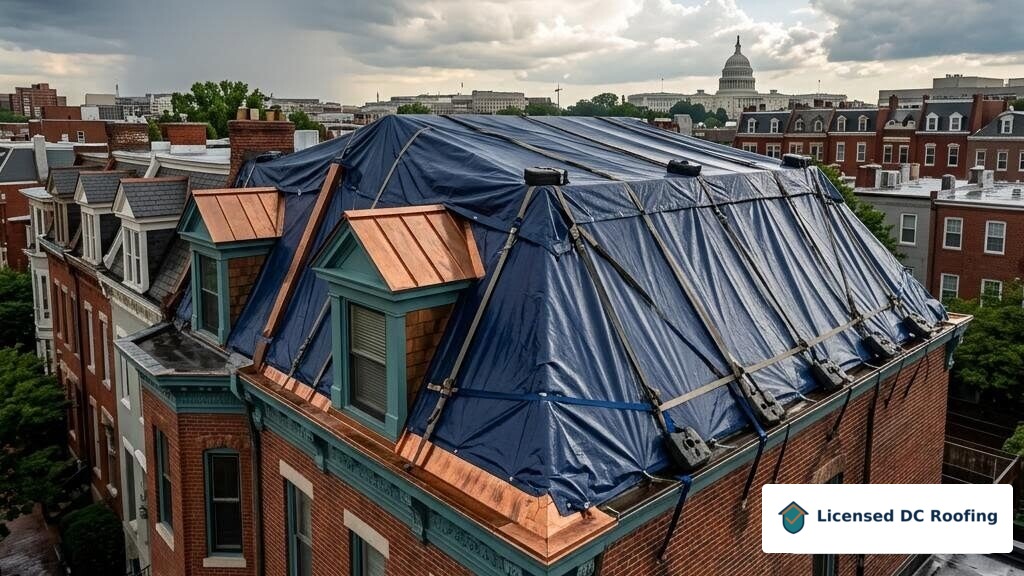 Emergency roof protection after a Washington DC storm