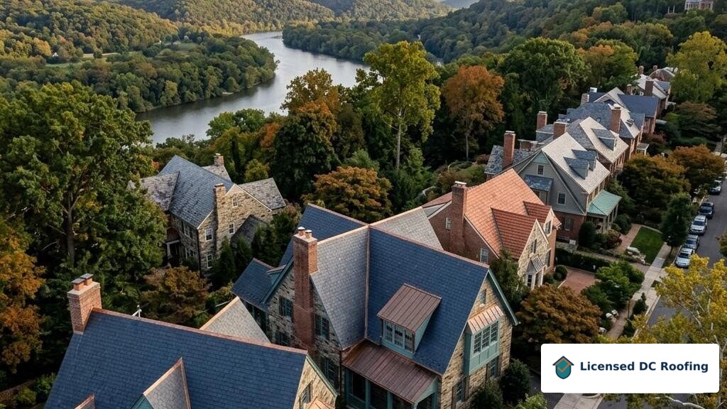 Palisades homes near wooded Washington DC landscape
