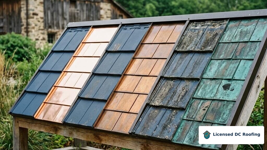 Weathered and newer roofing materials compared