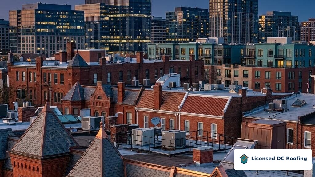 Shaw rowhouse rooftops in Washington DC