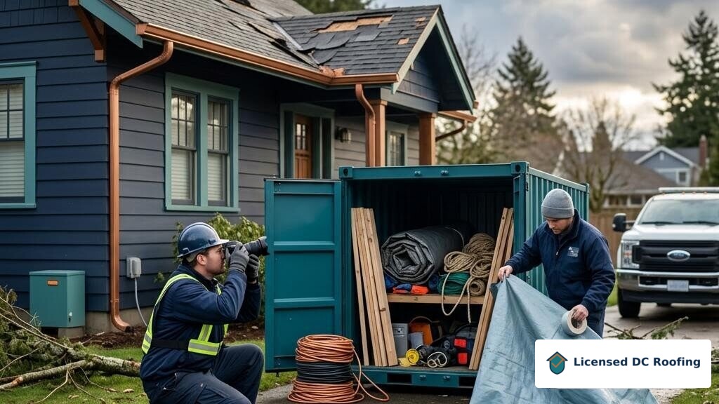Safe first response to roof damage after a storm
