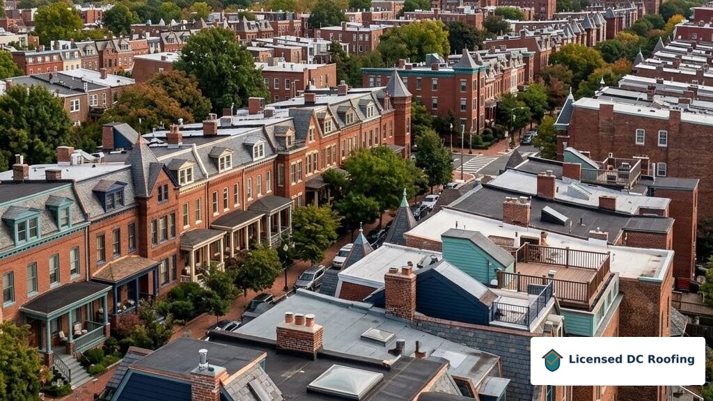 Trinidad DC rowhouse rooftops