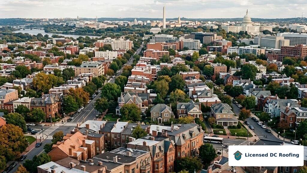 Panoramic view of varied Washington DC neighborhoods